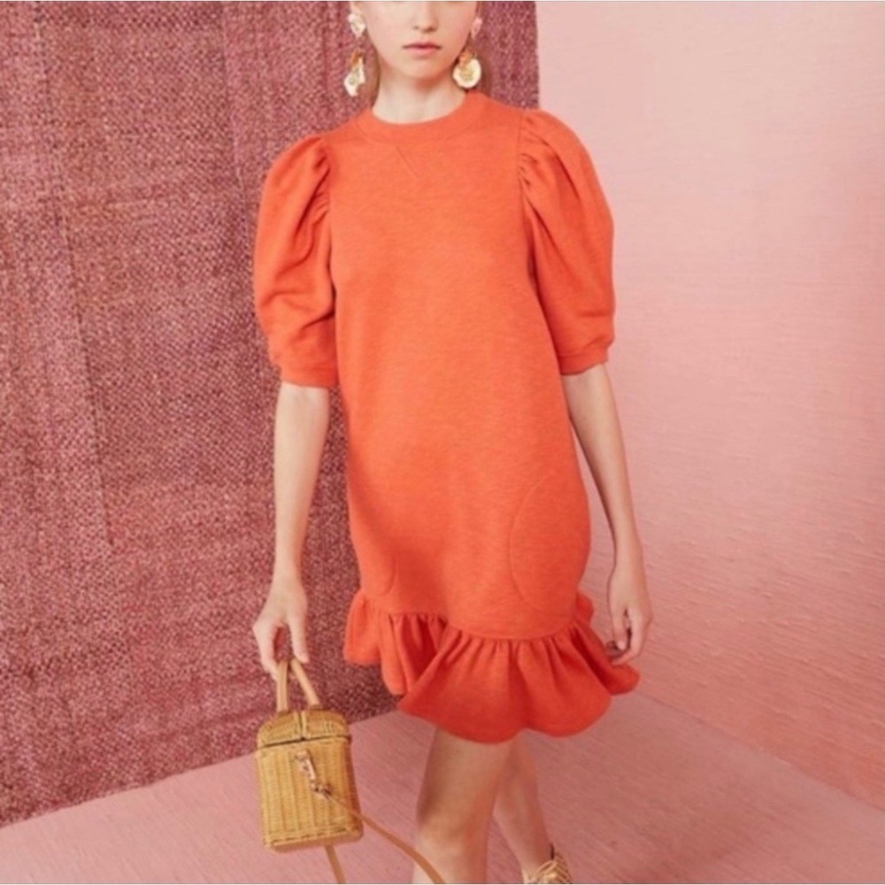 Ulla Johnson Landry Puff‎ Sleeve Sweatshirt Dress in Chili Size M